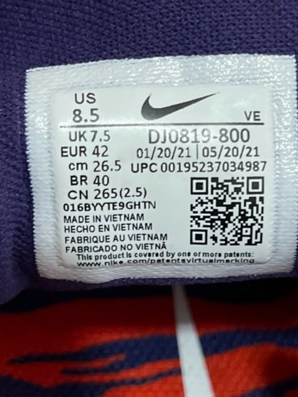 Nike Men’s Air Zoom Pegasus Clemson Size 8